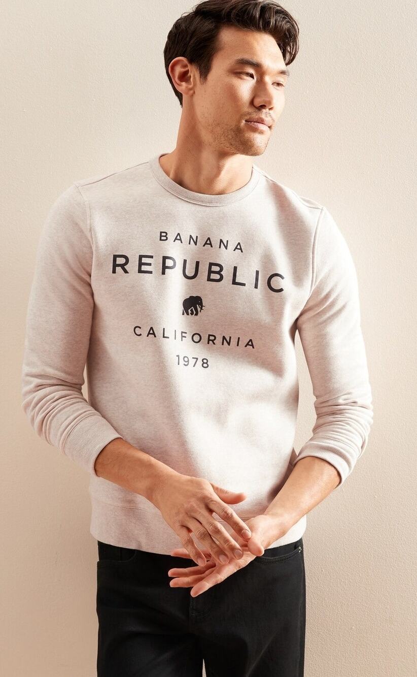 Banana Republic Men's Cream/Beige Crewneck Sweater Size L